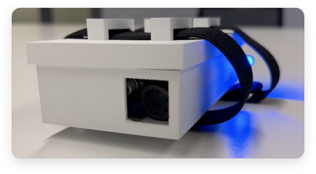 The case up close — sensor window and wristband straps