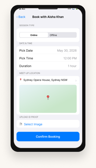 Mentor Booking screen