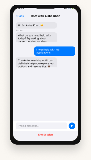 Chat with Mentor screen