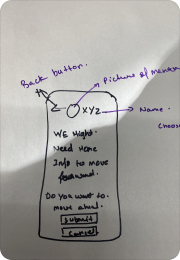 Hand-drawn wireframe — Mentor Detail / Confirm