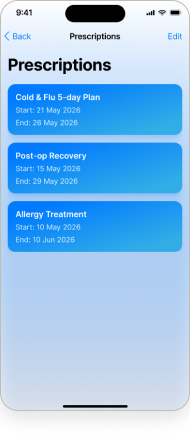 MedBuddy Prescriptions list screen