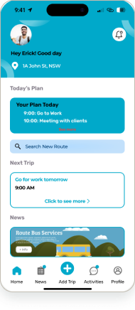RouteSync Home screen