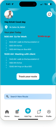 RouteSync Track route screen