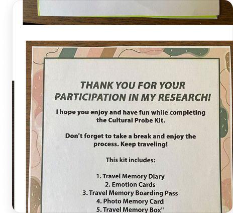 The probe kit's opening 'thank you' card, listing the five elements
