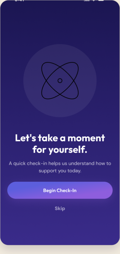 WellAI Begin Check-In screen