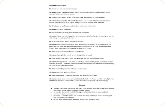 WellAI interview summary — transcript and synthesis