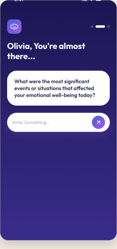 WellAI Journaling prompt screen