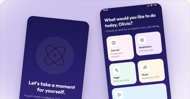 WellAI — wellbeing app screens